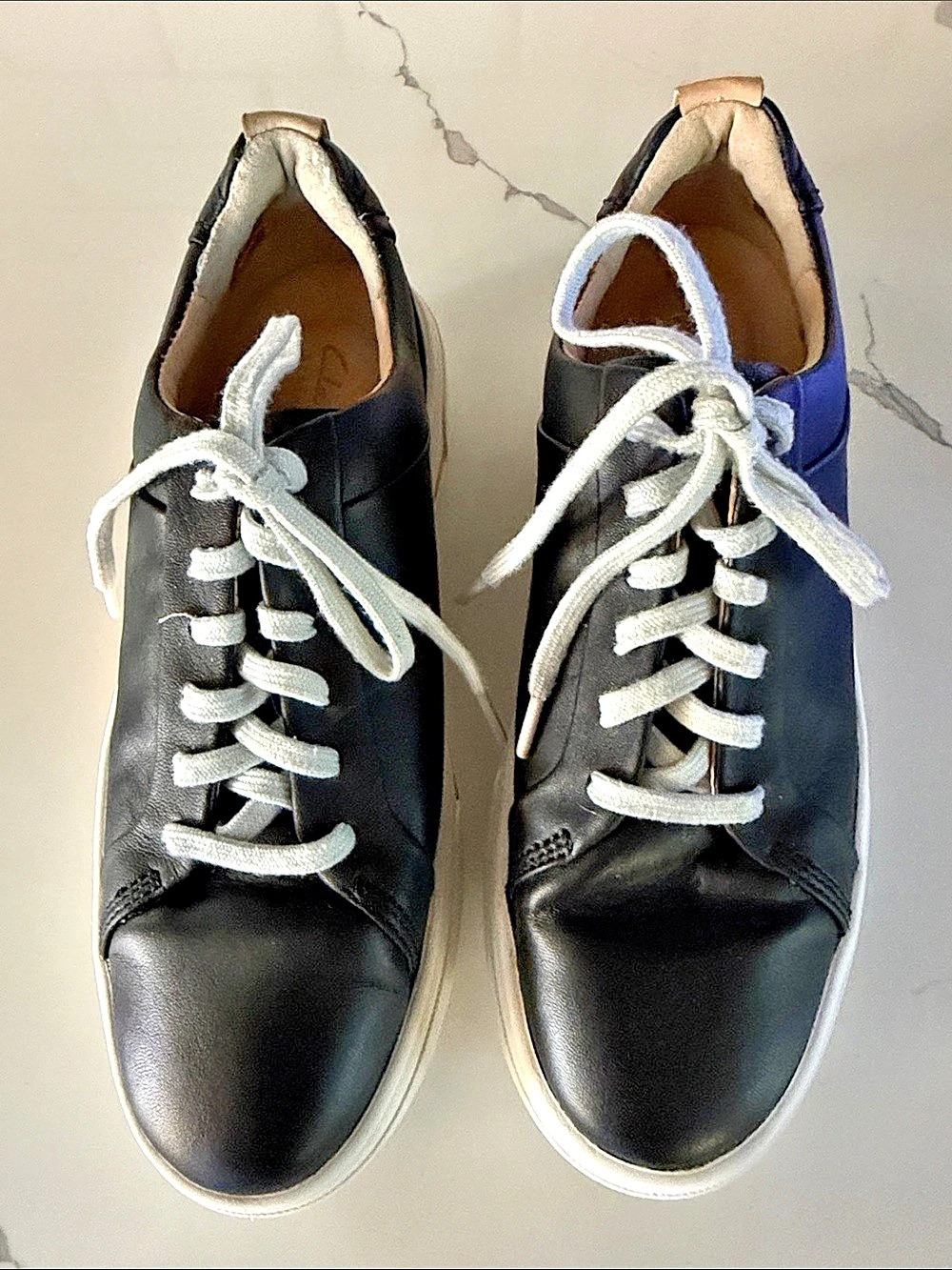 Clarks Black & White Leather Sneakers